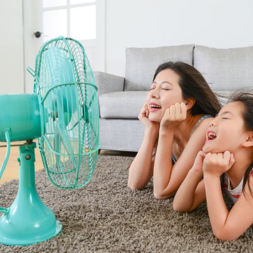 Mom and Daughter Staying Cool